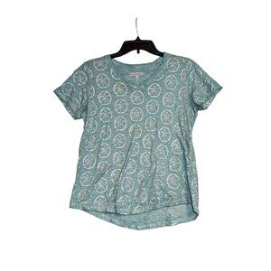 Sunsets & Sweet Tea Womens Silver Sand Dollar  S Soft Cotton Blend Seafoam Green